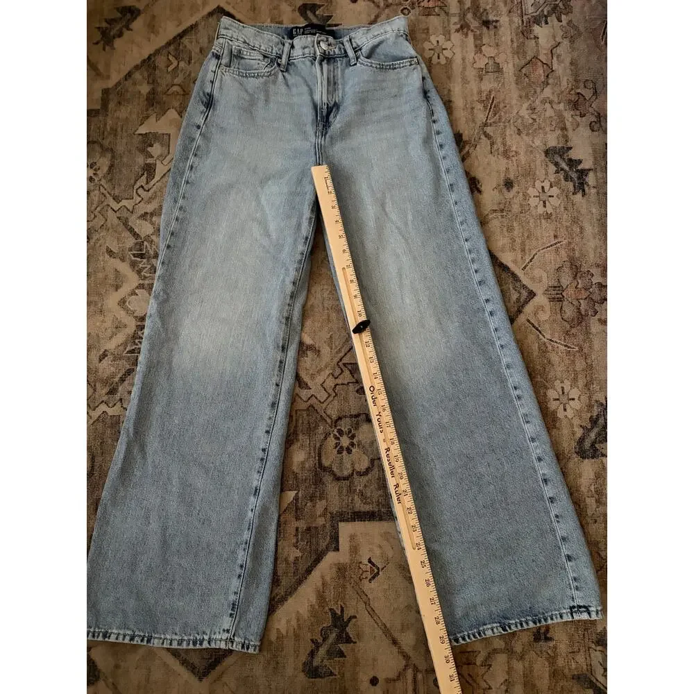 GAP Supersoft High Rise Wide Leg Jeans Womens 0 25R Light Wash Relaxed Denim
